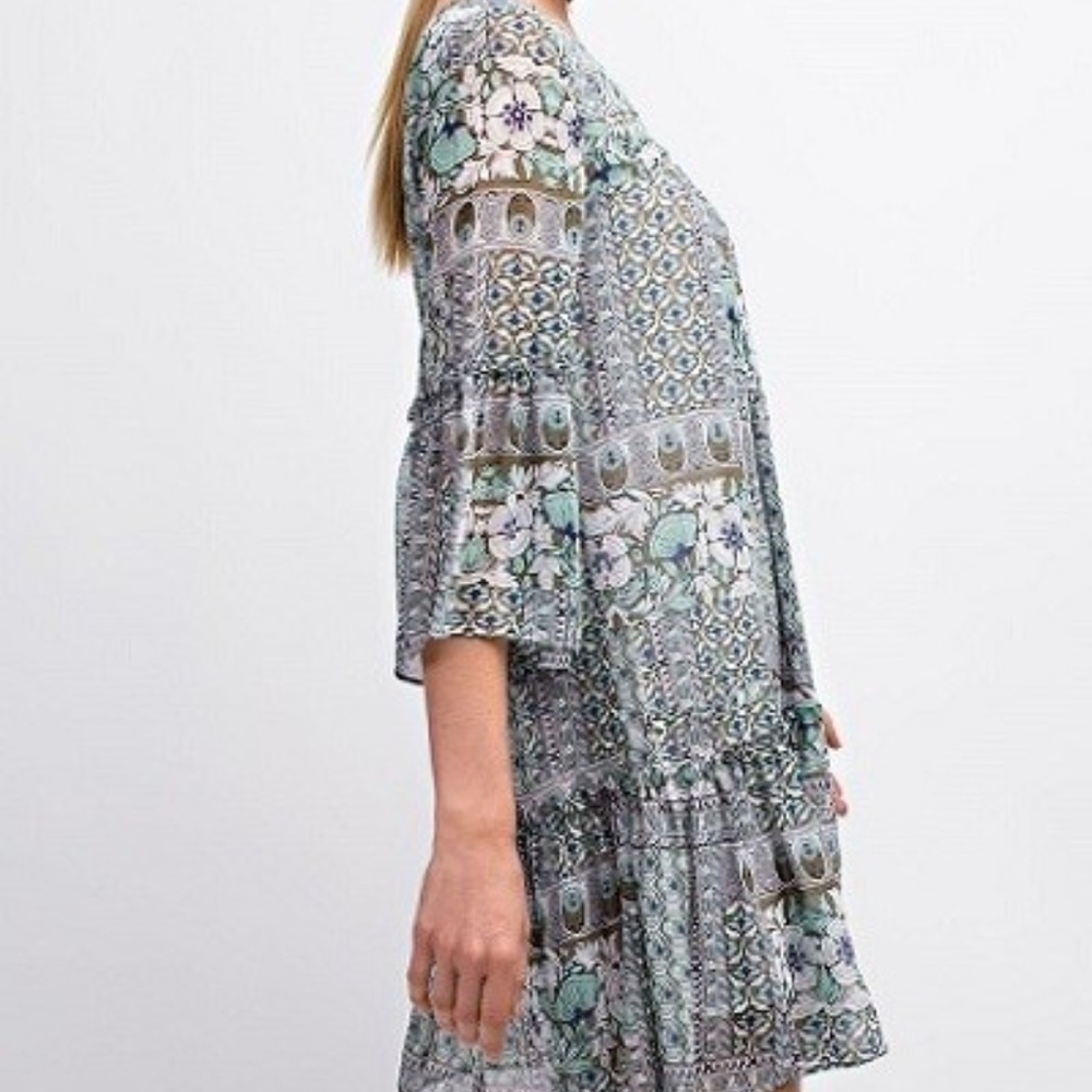 DROP WAIST RUFFLE HEM DRESS - Picture 3 of 4